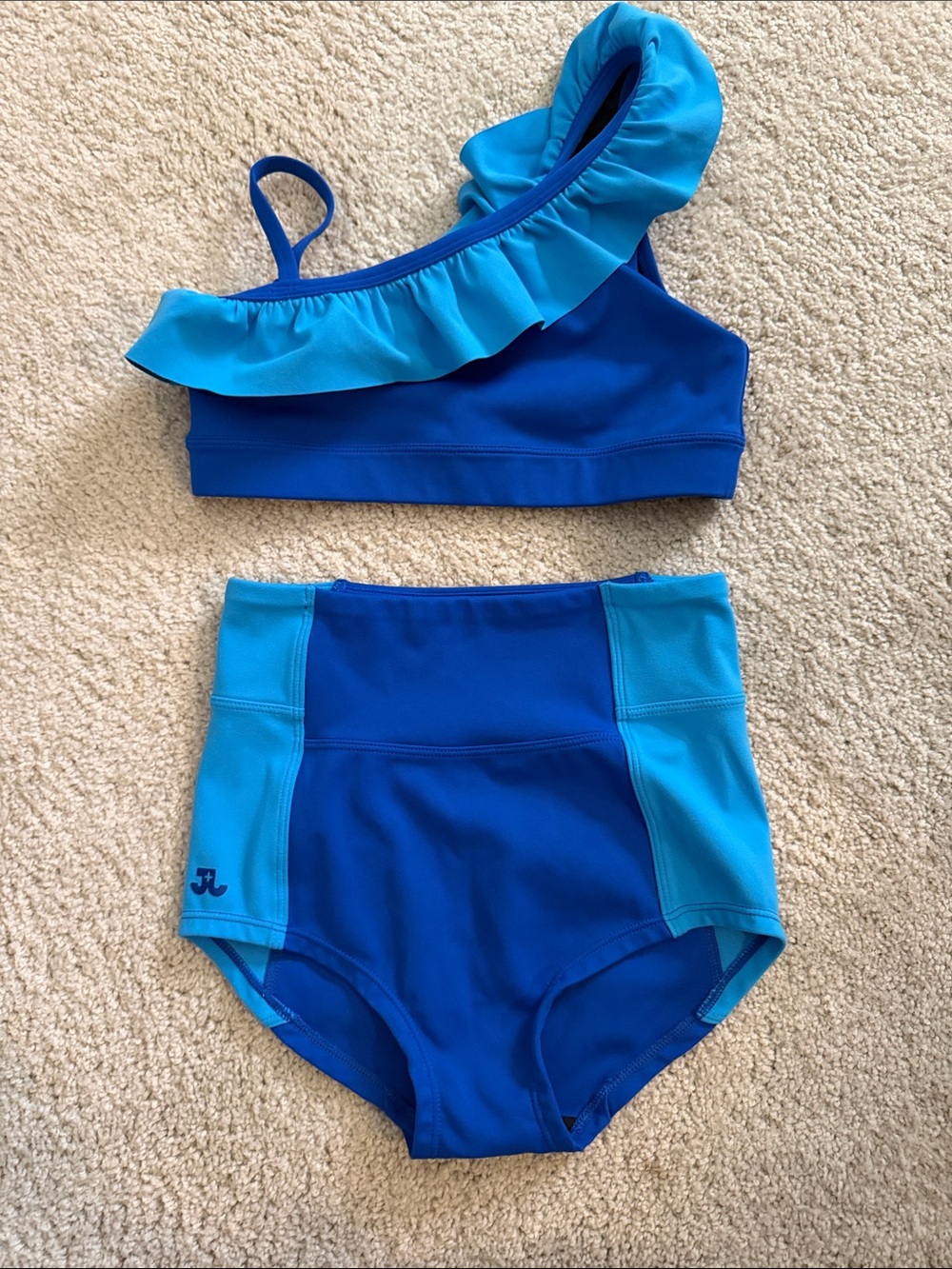 Jo and Jax matching set. Girls dance Two-Tone Blue Ruffle One-Shoulder